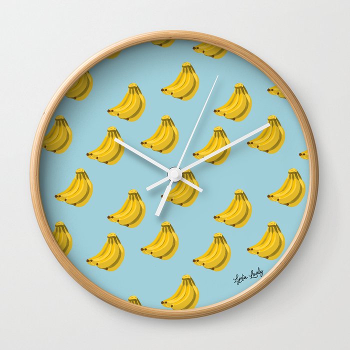 Bananas yellow- blue background Wall Clock