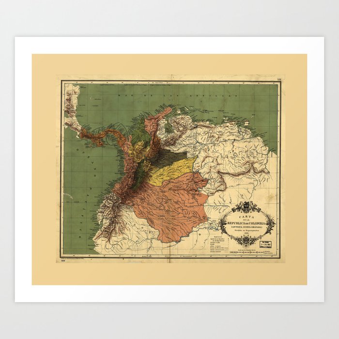 Carta de la republica de Colombia (1886) Art Print