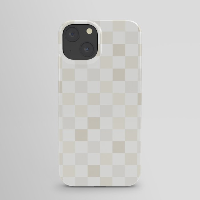 Checkerboard Check Pattern in Pale Light Neutral Beige White Tones iPhone Case