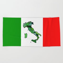 Map of Italy and Italian Flag Beach Towel