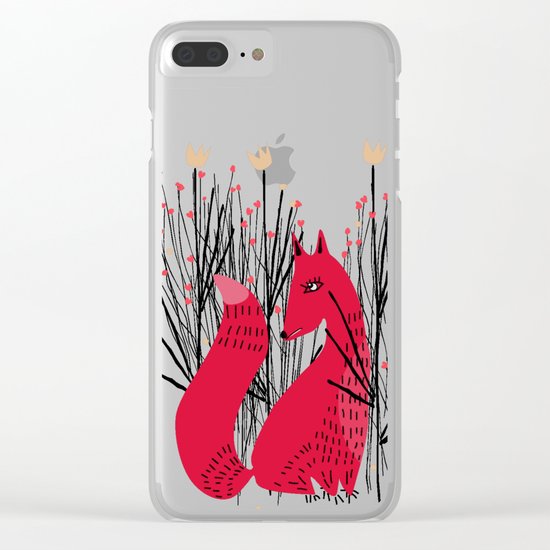 Fox in Shrub Clear iPhone Case