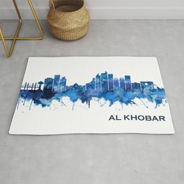 Al Khobar Saudi Arabia Skyline Blue Rug | Downtown, Khobar, Saudiarabia, Architecture, City, Al Khobar, Art, Cityscape, Skyline, Urban 
