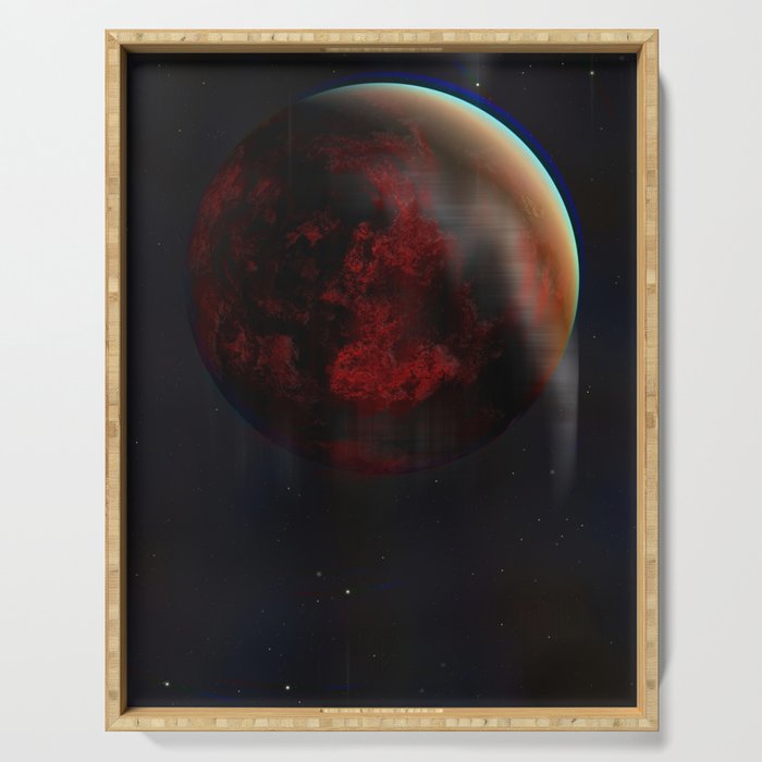Red Glitch Planet Serving Tray