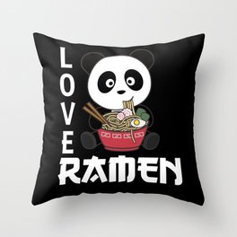 Ramen Japanese Noodles Sweet Panda Eats Ramen Throw Pillow
