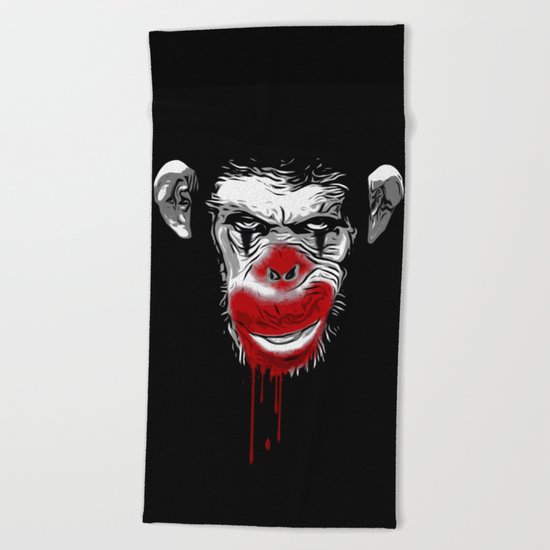 Evil Monkey Clown Beach Towel