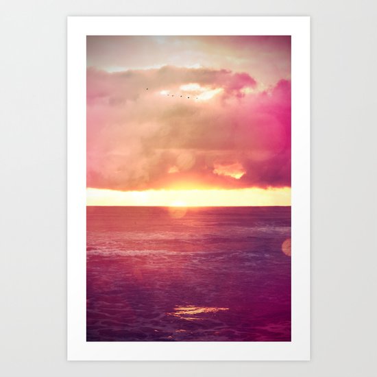 Ocean Sunset Bokeh Art Print