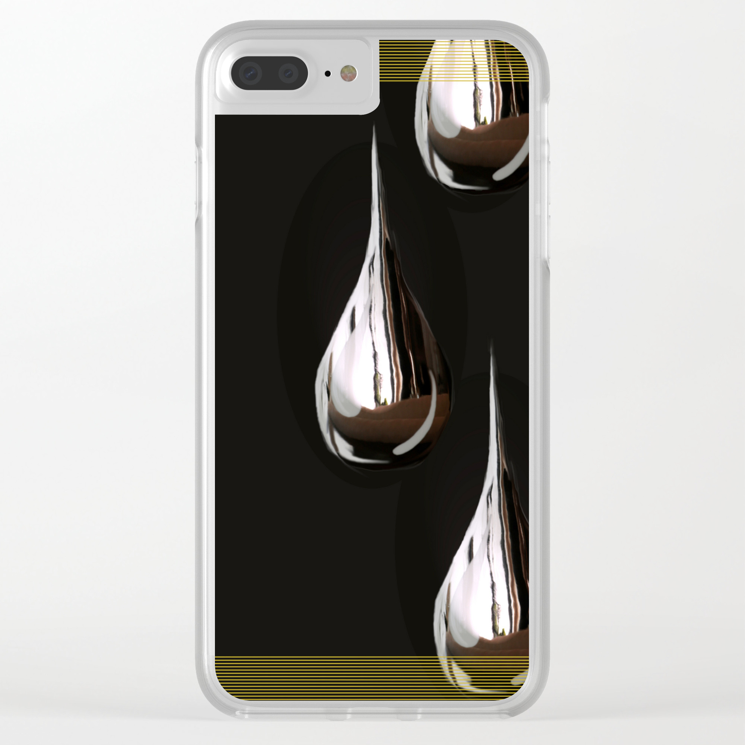 Silver Painting Drops On A Black Background In Golden Frames