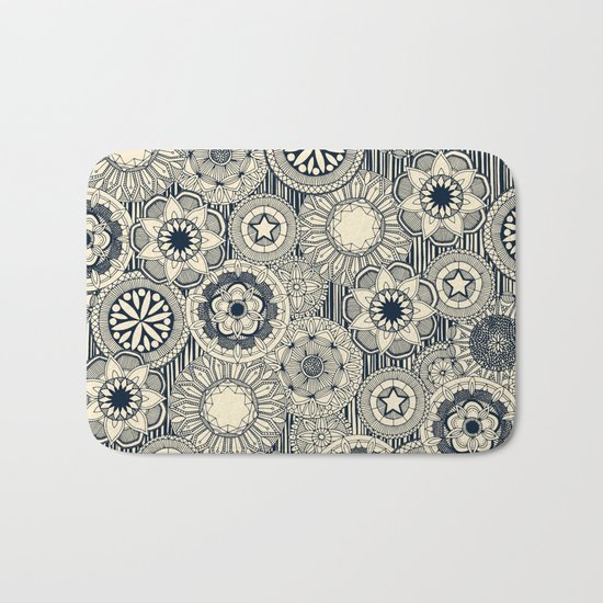 mandala cirque indigo cream Bath Mat
