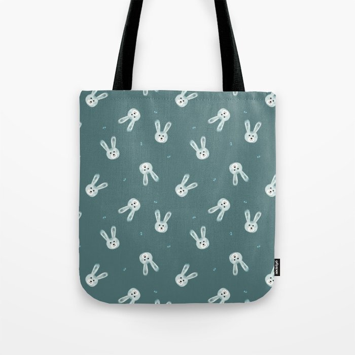 Bunny Faces - Green Tote Bag