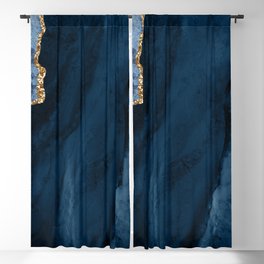 Navy & Gold Agate Texture 01 Blackout Curtain
