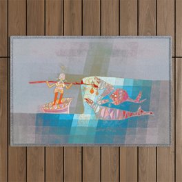 Remix The Seafarers Painting by Paul Klee Bauhaus Abstract Art Outdoor Rug