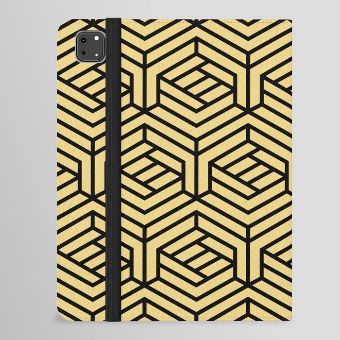 Black and Yellow Cube Geometric Pattern Pairs DE 2022 Popular Color Gatsby Glitter DET496 iPad Folio Case