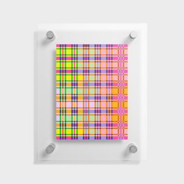 Multi colored gradation neon plaid pattern Floating Acrylic Print