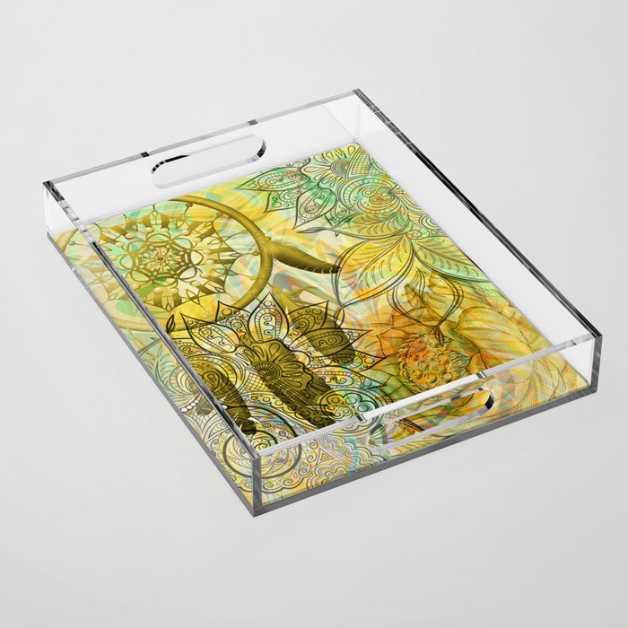 Lotos Flower Dreamcatcher Mandala Fantasy Graphic Design Acrylic Tray