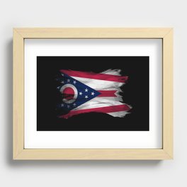 Ohio state flag brush stroke, Ohio flag background Recessed Framed Print
