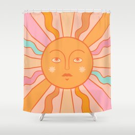 Boho Sun Pink Aesthetic Shower Curtain