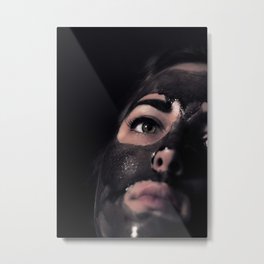 Face Mask Metal Print | Canon, Photo, Woman, Black, People, Autoportrait, Digital, Face, Color, Dark 