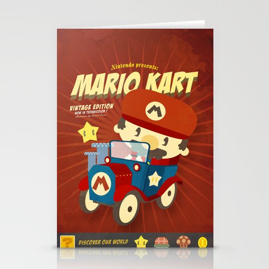 mario kart vintage Stationery Cards