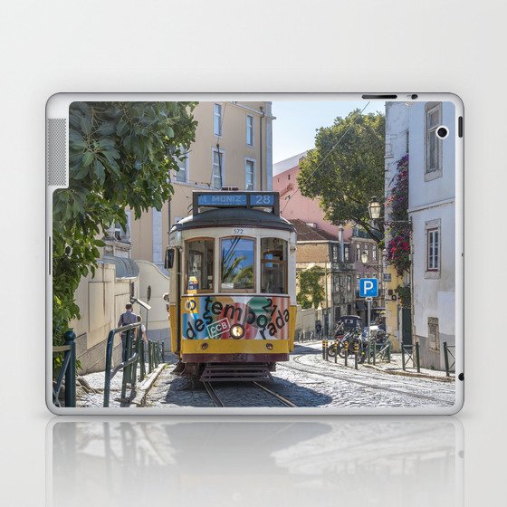 Tram in Lisbon, Portugal - vintage cable car summer - street and travel photography Laptop & iPad Skin
