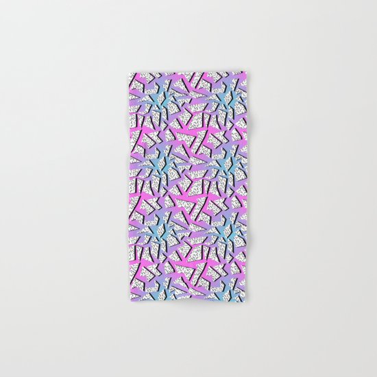 Gnarly - retro memphis throwback pattern print 1980s 80's style minimal modern pop art neon hipster Hand & Bath Towel
