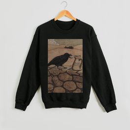 Crow and Pitcher from Aesop's Fables - Necessity is the mother of invention Crewneck Sweatshirt