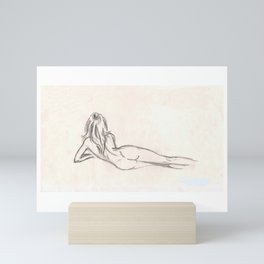 nude female figure pencil drawing Mini Art Print