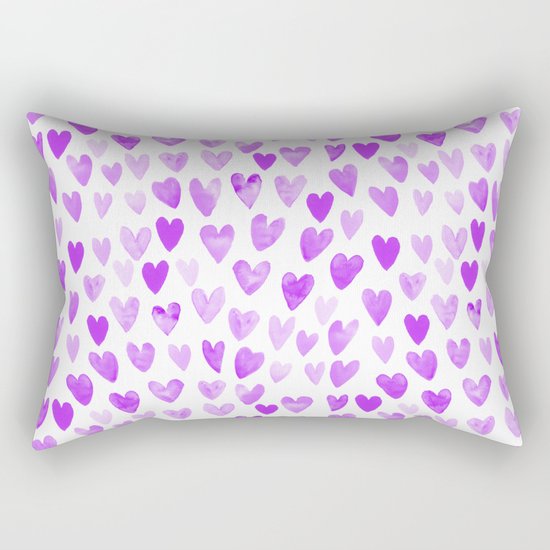 Watercolor Hearts purple pantone love pattern design minimal modern valentines day Rectangular Pillow