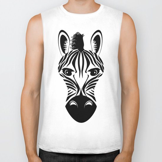 Black and White Zebra Pattern Biker Tank