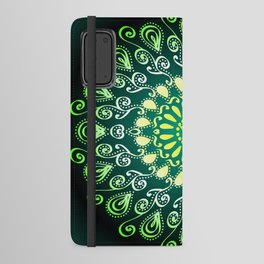 Dramatic Pop-Art Mandala in Black and Green Android Wallet Case