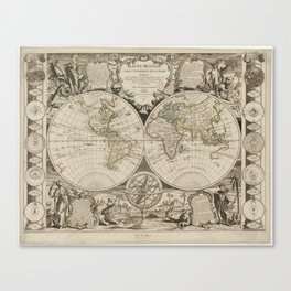 World map vintage 1755 Canvas Print