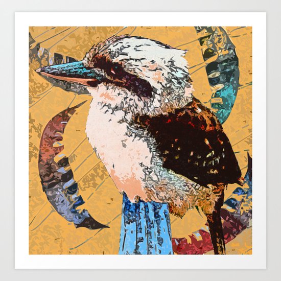 "Koo Koo for..." ~ Kookaburra & Eucalyptus Leaf Pop Art Photography! Art Print