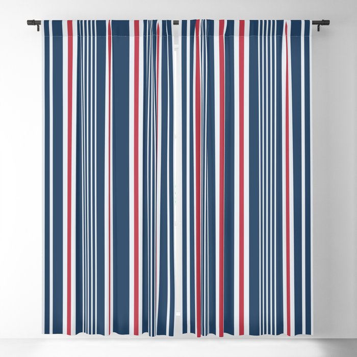 Classic Navy Nautical Mixed Stripes Pattern Blackout Curtain By