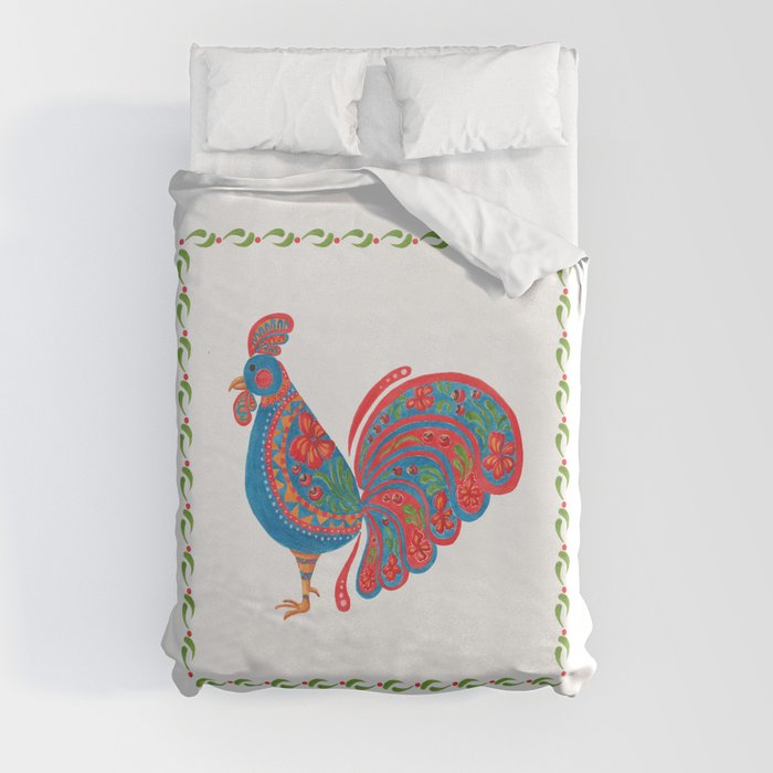 The Blue Roosters Duvet Cover