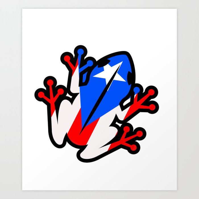 puerto rican flag with coqui drawing