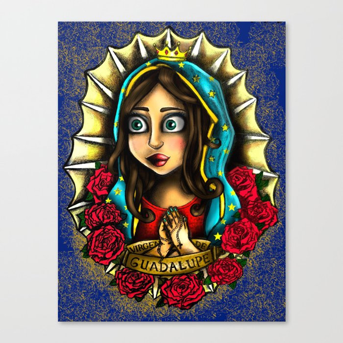 Lady Of Guadalupe (Virgen de Guadalupe) BLUE VERSION Canvas Print