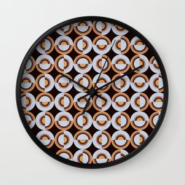 Retro Circles Brown Silver Vintage 70's Style Pattern Design Wall Clock