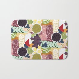 Charcuterie Board Bath Mat | Drawing, Brie, Charcuterieboard, Olives, Cucumbers, Crackers, Fruit, Prosciutto, Chef, Figs 
