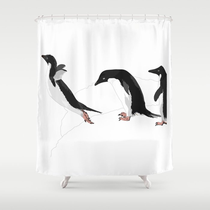 Adelie Jumping Shower Curtain By Mlor Society6