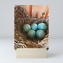 Bluebird Nest Mini Art Print
