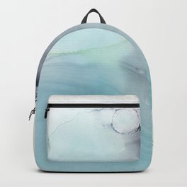 Cresting Backpack | Urban, Organic, Gray, Aqua, Ocean, Abstract, Wave, Blue, Waves, Painting 