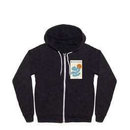 Sunset Coral Blue Matisse Abstract Zip Hoodie
