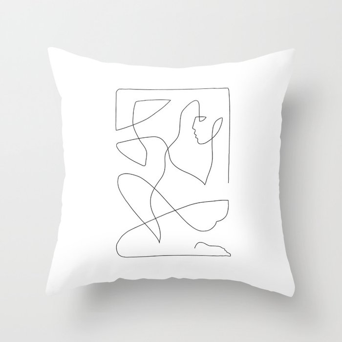 Abstract Figure One Line Art Throw Pillow