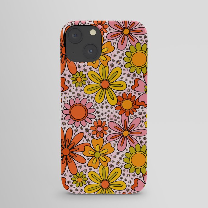 Groovy Flowers in Pink iPhone Case