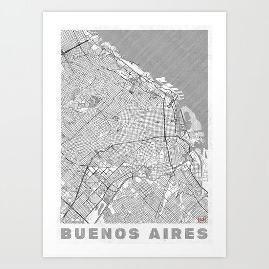 Buenos Aires Map Line Art Print