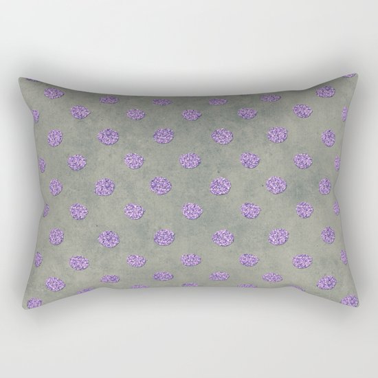 Purple Glitter Dots on Grunge Gray Rectangular Pillow