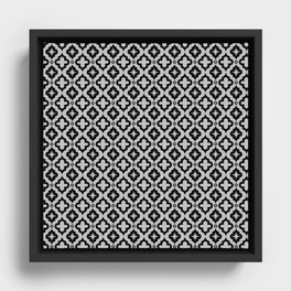 Light Grey and Black Ornamental Arabic Pattern Framed Canvas