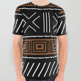 African Abstract Bogolan Pattern All Over Graphic Tee
