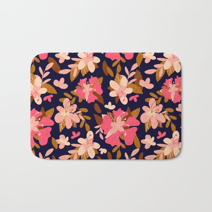 Pink Hibiscus with background Bath Mat