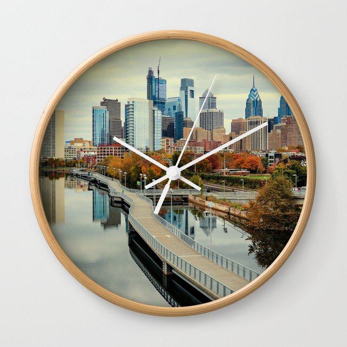 Philadelphia Fall Skyline Wall Clock