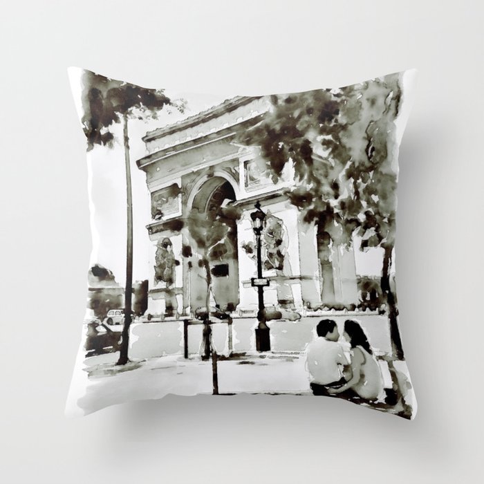 The Arc De Triomphe Paris Black And White Throw Pillow By Marianvoicu Society6